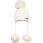 NORTON | bonnet en laine tricot� avec 3 pompons en fourrure blanc
