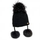 NORTON | bonnet en laine tricot� avec 3 pompons en fourrure noir