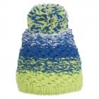 Bonnet tricot� avec pompon en laine jaune