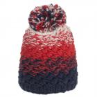 Bonnet tricot� avec pompon en laine bleu