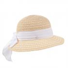 Chapeau � bordure enroulable avec ruban pour femmes blanc