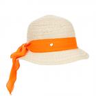 Chapeau � bordure enroulable avec ruban pour femmes orange