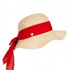 Chapeau � bordure enroulable avec ruban pour femmes rouge