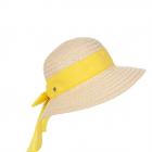 Chapeau � bordure enroulable avec ruban pour femmes jaune