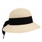 Chapeau � bordure enroulable avec ruban pour femmes noir
