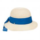 Chapeau � bordure enroulable avec ruban pour femmes bleu