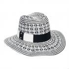 chapeau de paille � motifs avec large bord ALESSANDRA BACCI noir