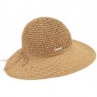 SEEBERGER | Chapeau de paille en papier pour femme � large bord rouge-brun
