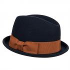 Petit trilby f�minin en feutre de laine bleu