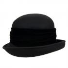 Chapeau clochette avec bord incurv� et ruban pour chapeau de velours noir