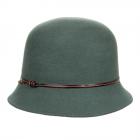 Chapeau femme cloche en feutre de laine avec garniture en cuir vert
