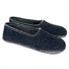 HAUNOLD | Chaussons en feutre 100 % pure laine couleur bleu avec bordure grise bleu/gris