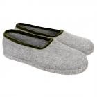 HAUNOLD | Chaussons en feutre 100% pure laine en gris avec vert gris/vert