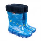 Bottes en caoutchouc pour gar�ons avec doublure amovible et r�flecteurs de s�curit� de DEMAR bleu