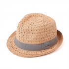 Chapeau d'�t� doux et l�ger Trilby avec garniture de ruban beige