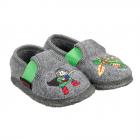 GIESSWEIN | Chaussons en laine vierge THUINE pour gar�ons avec motif chevalier et dragon gris