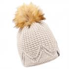 McBEANIE | Bonnet tricot� pour femmes avec pompon de fourrure Eco et strass beige