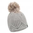 McBEANIE | Bonnet tricot� pour femmes avec pompon de fourrure Eco et strass gris clair