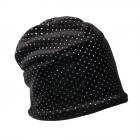 Bonnet femme en velours avec points brillants noir