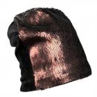 Bonnet femme look paillettes marron