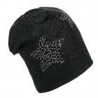 Bonnet femme avec application de strass noir