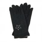 Gants femme �lastiques avec motif strass noir