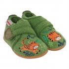 GIESSWEIN | Chaussons Enfants Laine Vierge Mod�le OFFENAU Motif Tigre vert clair
