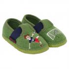 GIESSWEIN | Chaussons gar�on mod�le TENSFELD Boy avec motif footballeur en laine vierge vert clair