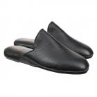 Pantoufles en cuir pour hommes avec semelle antid�rapante renforc�e noir