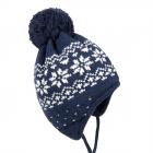 MAXIMO | Bonnet B�b� Pompon Oreilles Lien Motif Norv�gien bleu fonc�
