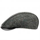 ALFONSO D'ESTE | Casquette plate pour hommes avec empi�cement en cuir gris