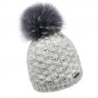 NORTON | Bonnet tricot� en lurex avec joli pompon gris clair