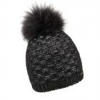 NORTON | Bonnet tricot� en lurex avec joli pompon noir