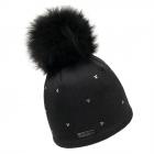 NORTON | Bonnet tricot� femme avec pompon et motif strass noir