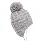 MAXIMEo| Bonnet � pompon en tricot avec prot�ge-oreilles et bande � nouer 95575-267173 gris