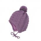 MAXIMEo| Bonnet � pompon en tricot avec prot�ge-oreilles et bande � nouer 95575-267173 lilas