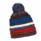 McBEANIE | Bonnet tricot� color� avec rayures et pompon rouge