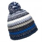 McBEANIE | Bonnet tricot� color� avec rayures et pompon bleu