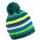 McBEANIE | Bonnet tricot� color� avec rayures et pompon vert