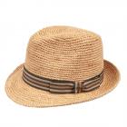 HUTTER | Chapeau Trilby en paille naturelle Crochet avec garniture en ruban nature
