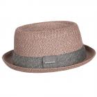 STETSON | El�gant Pork Pie tress� en viscose-cellulose en bicolore chin� rouge-brun
