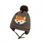 MAXIMO | Mini Boy Bonnet pompon, intarsia, cousu renard marron