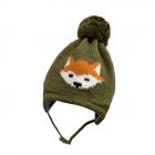 MAXIMO | Mini Boy Bonnet pompon, intarsia, cousu renard vert