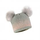 MAXIMO | Bonnet MINI FILLE, lurex 2 pompons fausse fourrure, doublure int�grale vert clair