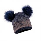 MAXIMO | Bonnet MINI FILLE, lurex 2 pompons fausse fourrure, doublure int�grale bleu