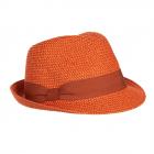 SEEBERGER | Chapeau de paille trilby pour femme avec ruban gros-grain rouge-brun