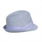 SEEBERGER | Chapeau de paille trilby pour femme avec ruban gros-grain bleu 2