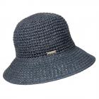 SEEBERGER | Chapeau Cloche Femme en Paille Papier Crochet bleu fonc�
