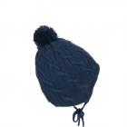 STERNTALER | Bonnet pompon enfant en tricot 100% coton � nouer bleu fonc�