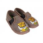 GIESSWEIN | pantoufles pour enfants gar�ons avec motif tigre mod�le Tinningen en laine vierge boue